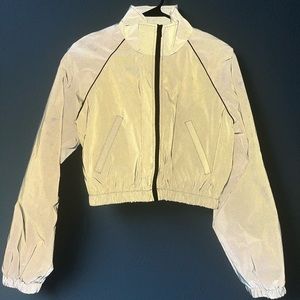 90s crop bomber jacket in silver/gray